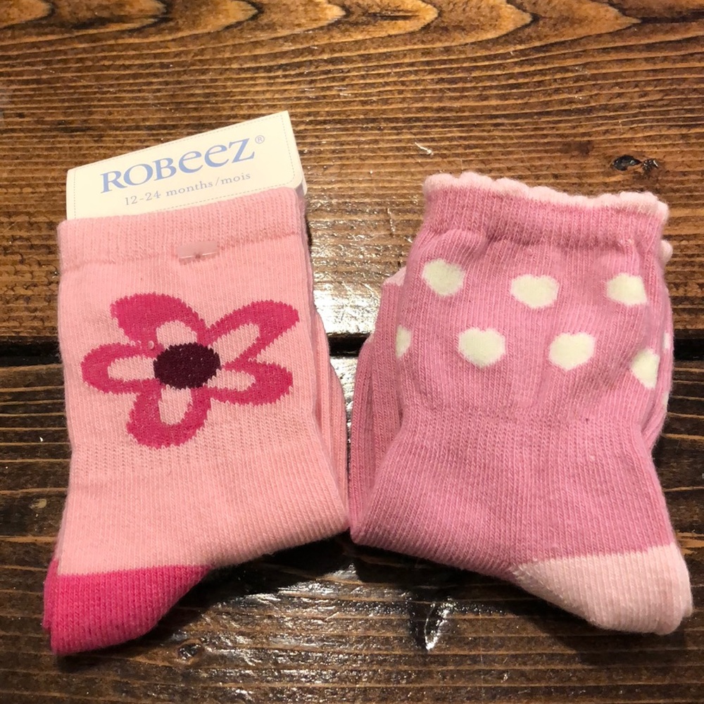 ROBEEZ Floral/Hearts Socks 2 Pairs 12-24M